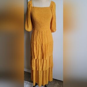 Kings Road Full Length Mustard Colored Dress
